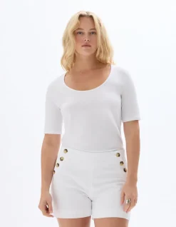 Effen T-shirt met ronde hals - wit