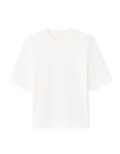 Effen T-shirt met schouderdetail - ecru