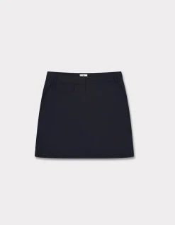 Elegante rok met zakken - marineblauw