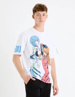 Evangelion - witte T-shirt Rei an Asuka