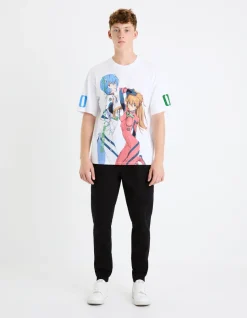 Evangelion - witte T-shirt Rei an Asuka