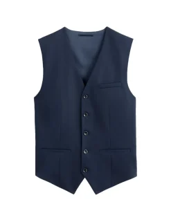 Extra slim stretch kostuumvest - blauw