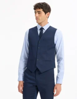 Extra slim stretch kostuumvest - blauw