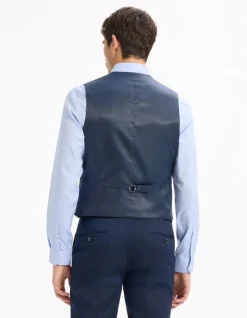 Extra slim stretch kostuumvest - blauw