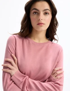Fijn gebreide trui met lange mouwen - roze