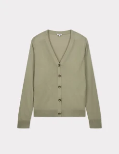 Fijngebreid vest met knoopjes - groen