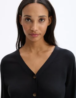 Fijngebreid vest met knoopjes - marineblauw