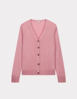 Fijngebreide knoopcardigan - roze