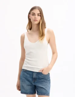 Fijngebreide tanktopset - ecru