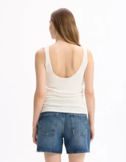 Fijngebreide tanktopset - ecru