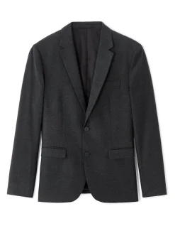 Flanellen slim fit kostuumvest - donkergrijs