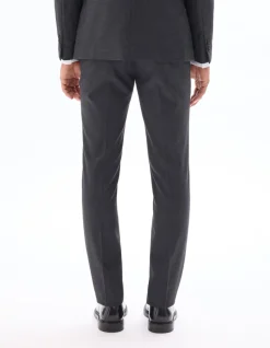 Flanellen slim fit kostuumbroek - donkergrijs