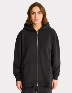 Fleece jack met capuchon en ritssluiting - antracietgrijs