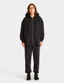 Fleece jack met capuchon en ritssluiting - antracietgrijs