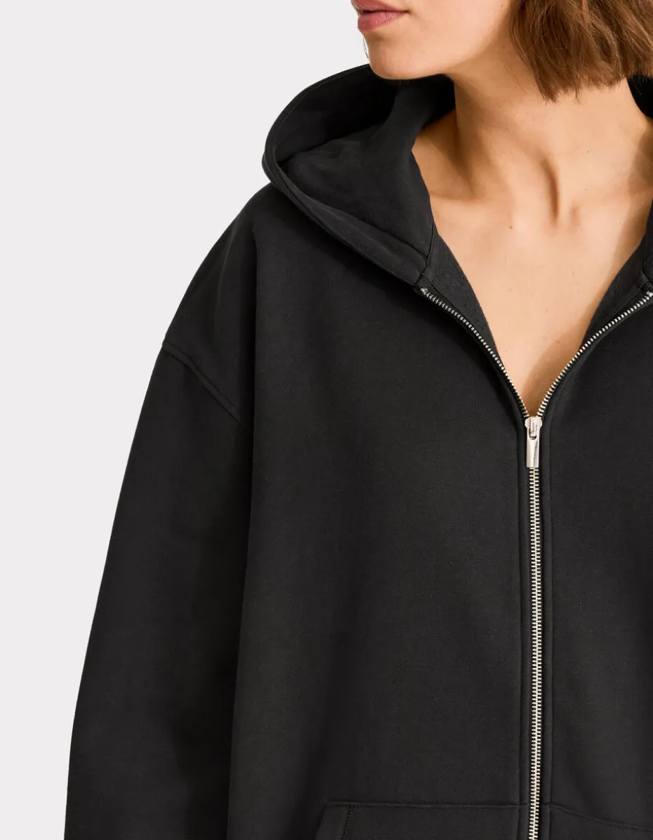 Fleece jack met capuchon en ritssluiting - antracietgrijs