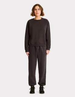 Fleece sweatshirt met ronde hals - antracietgrijs
