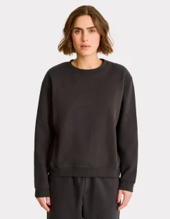 Fleece sweatshirt met ronde hals - antracietgrijs