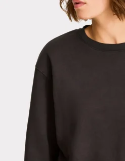Fleece sweatshirt met ronde hals - antracietgrijs
