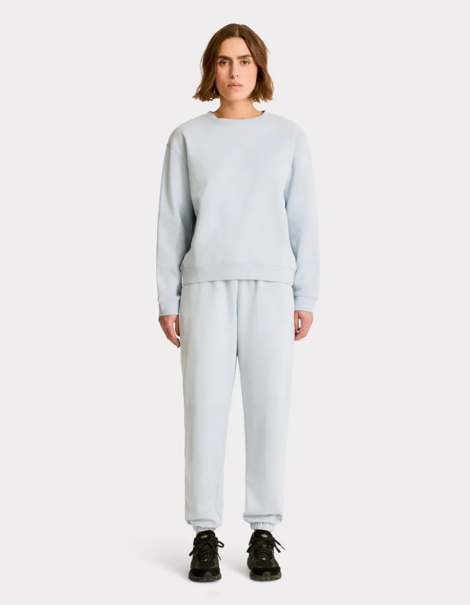 Fleece sweatshirt met ronde hals - lichtblauw