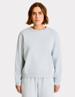Fleece sweatshirt met ronde hals - lichtblauw