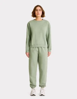 Fleece sweatshirt met ronde hals - groen