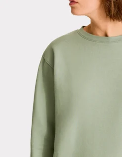 Fleece sweatshirt met ronde hals - groen