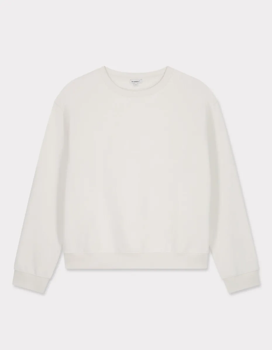 Fleece sweatshirt met ronde hals - beige