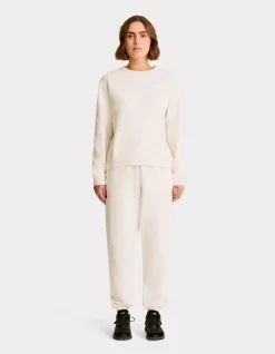 Fleece sweatshirt met ronde hals - beige