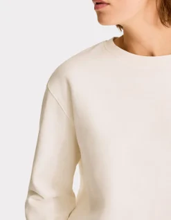 Fleece sweatshirt met ronde hals - beige