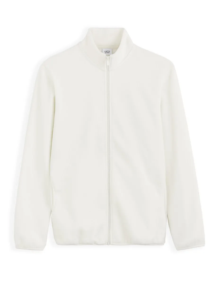 Fleece trui met rits en opstaande kraag