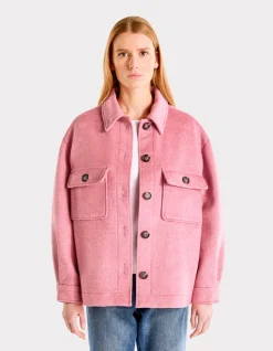 Fluffy jasje met overhemdkraag - roze