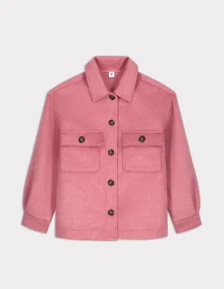 Fluffy jasje met overhemdkraag - roze