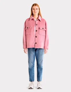 Fluffy jasje met overhemdkraag - roze