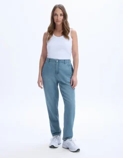 Gebleekte enkellange worteljeans