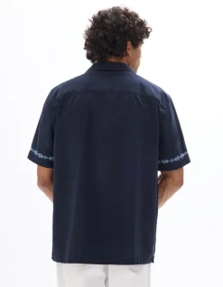 Geborduurd shirt met normale pasvorm, 100% katoen - marineblauw