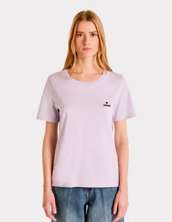 Geborduurd T-shirt met ronde hals - paars