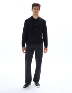 Gebreid Effen Overshirt - Zwart