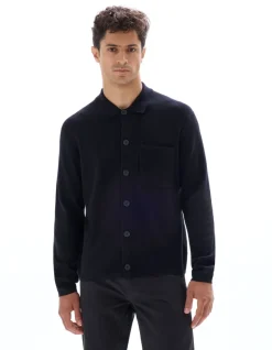 Gebreid Effen Overshirt - Zwart