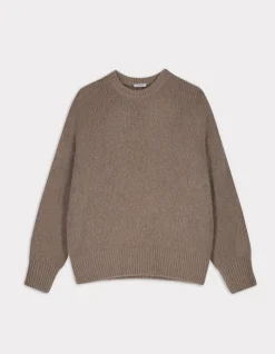 Gebreide trui met ronde hals - taupe