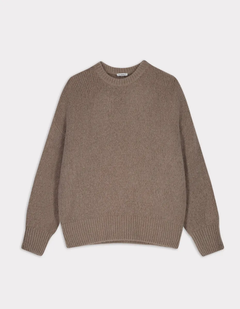 Gebreide trui met ronde hals - taupe