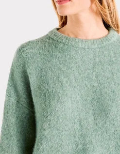 Gebreide trui met ronde hals - amandelgroen