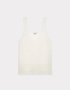 Gehaakt gebreid tanktopje - ecru