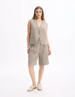 Geklede rechte short - beige