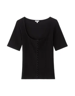 Geknoopt kortemouw T-shirt - Zwart