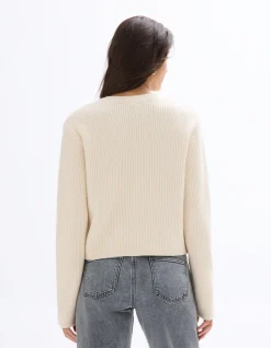 Geknoopt vest met lange mouwen - ecru