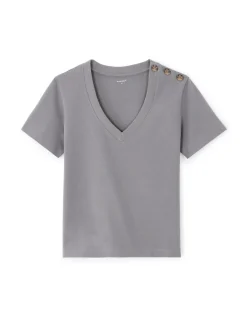 Geknopt T-shirt van zacht katoen - grijs
