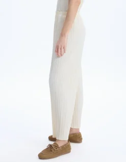 Geplooide gebreide broek - beige