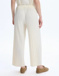 Geplooide gebreide broek - beige
