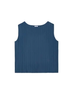 Geplooide mesh top - blauw