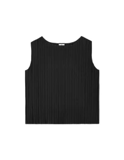 Geplooide mesh top - zwart